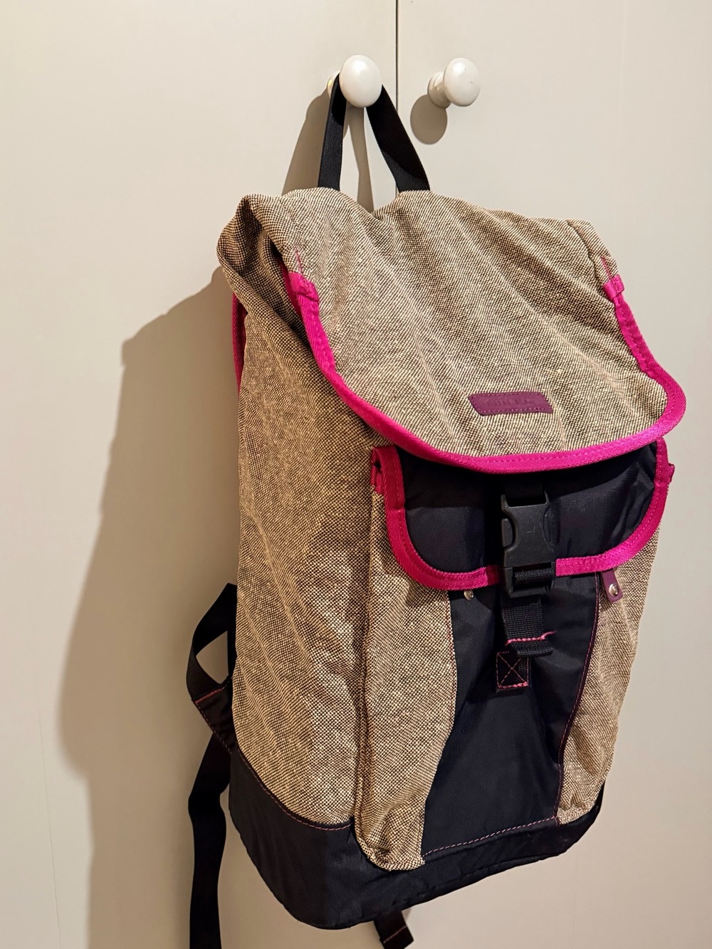 RARE! Timbuk2 Candybar Backpack | Gray Tweed, Pink Polkadot Lining